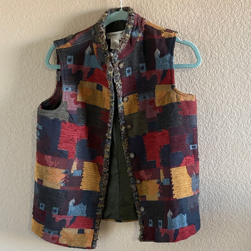 Coldwater Creek Multicolor Patchwork Vest
